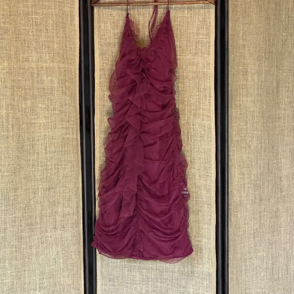 NWT Trendyol halter neck ruched mini dress ruffle red holiday dance bodycon 10 - Picture 5 of 10